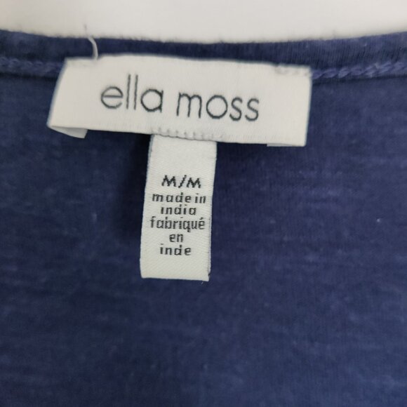 Ella Moss Women's Blouse Size M Blue Cotton Modal Embroidered Summer Lightweight - Picture 3 of 7
